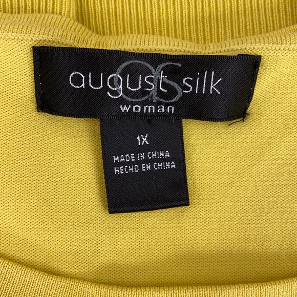 August Silk Woman Casual Chartreuse Yellow Silk Blend Knit Tee - Picture 9 of 11